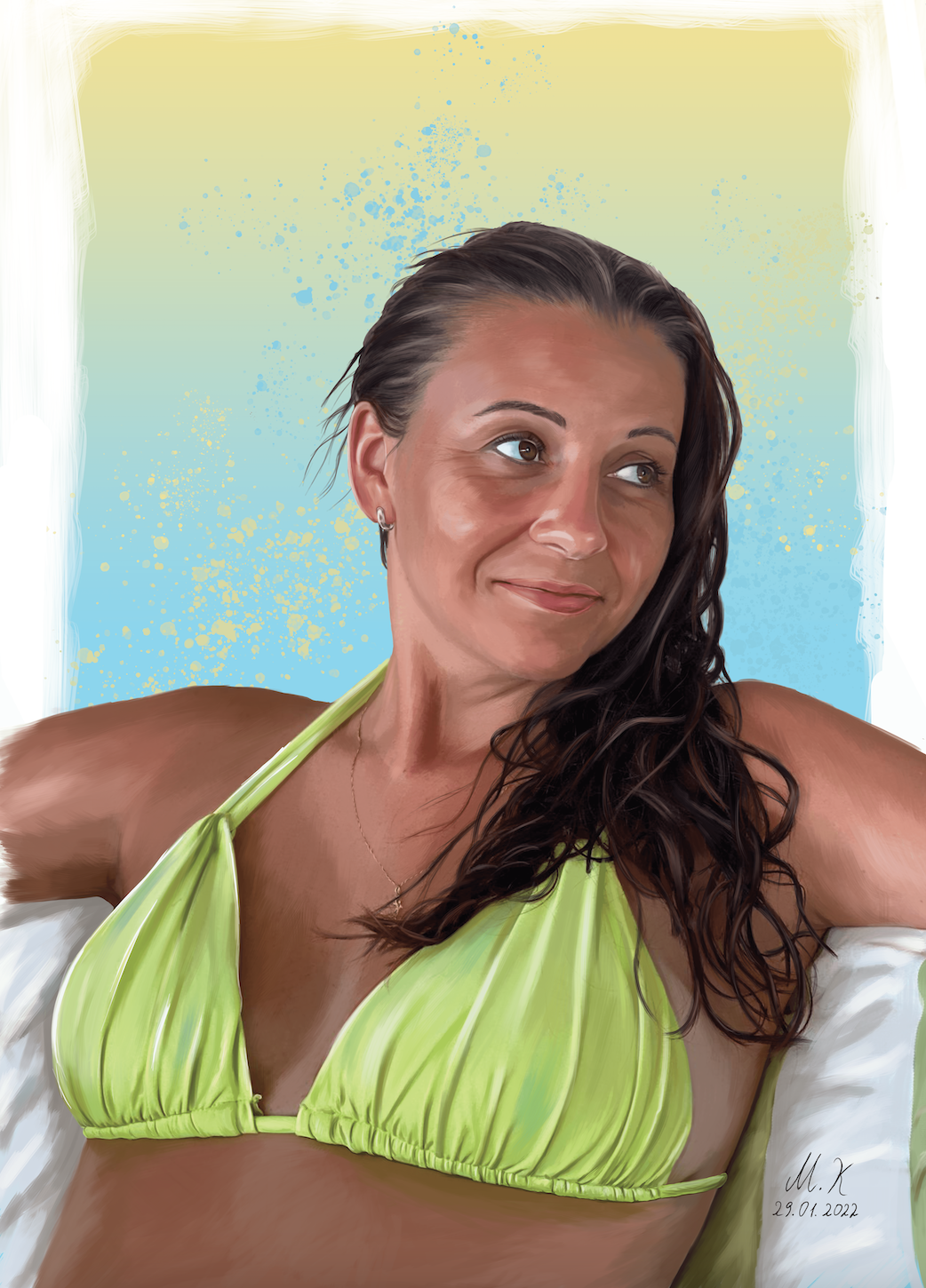 Portret zeny v plavkach